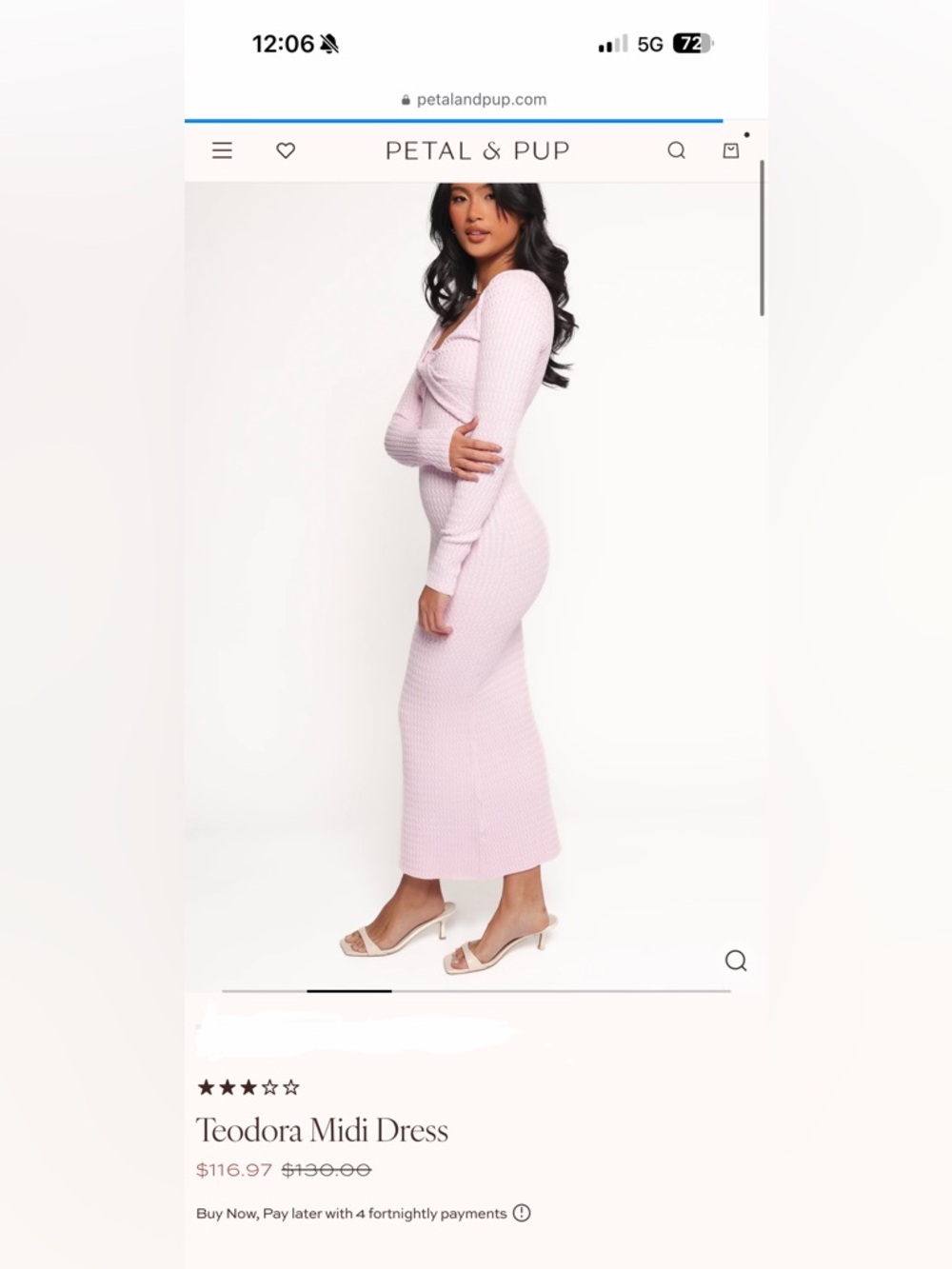 Petal & Pup Teodora Midi Dress - Light Pink